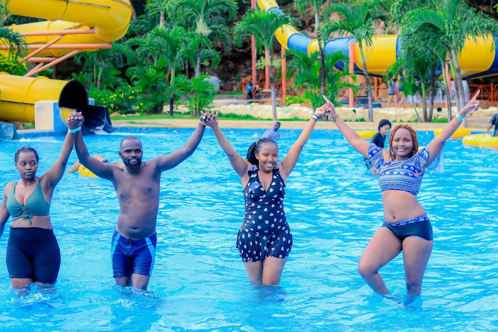 Guests cheering in the Wild Waters pool
