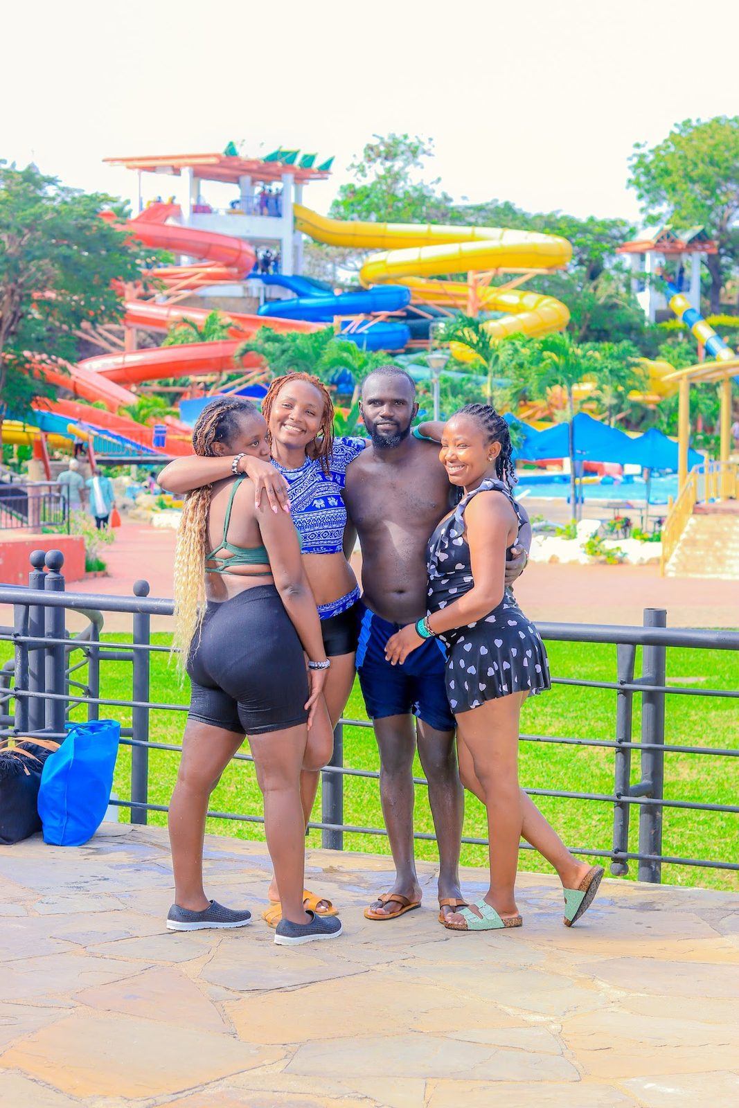 Friends posing at Wild Waters