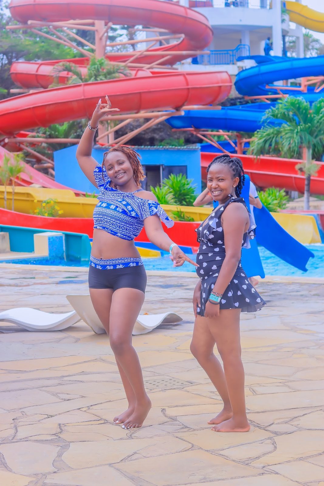 Guests posing poolside at Wild Waters