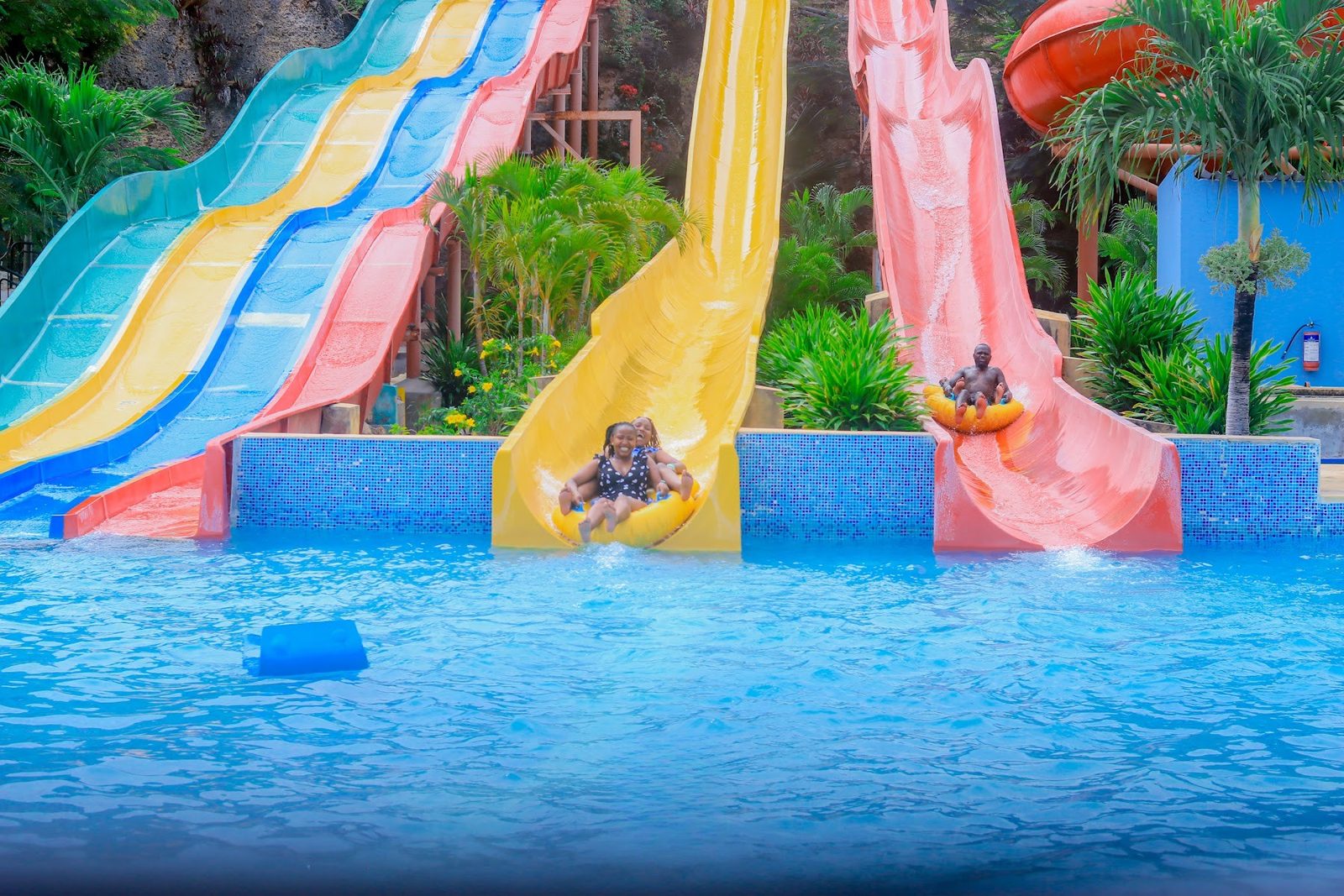 Guest coming down the Wild Waters slides
