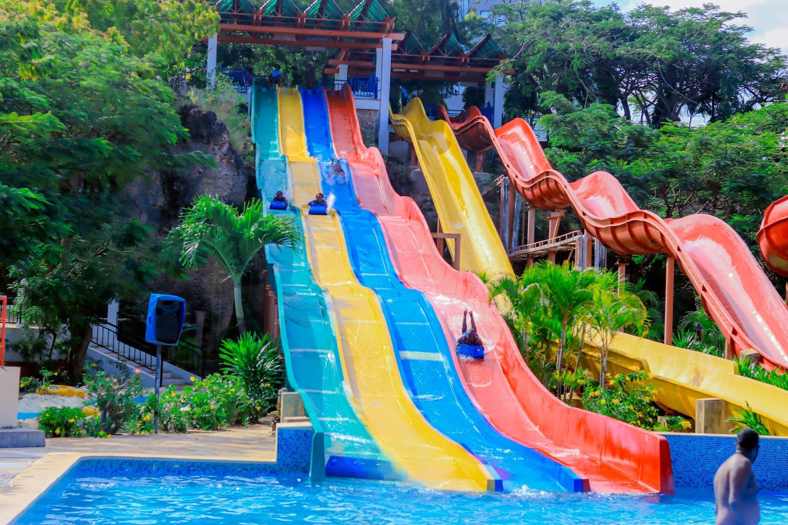 Colourful slides at Wild Waters