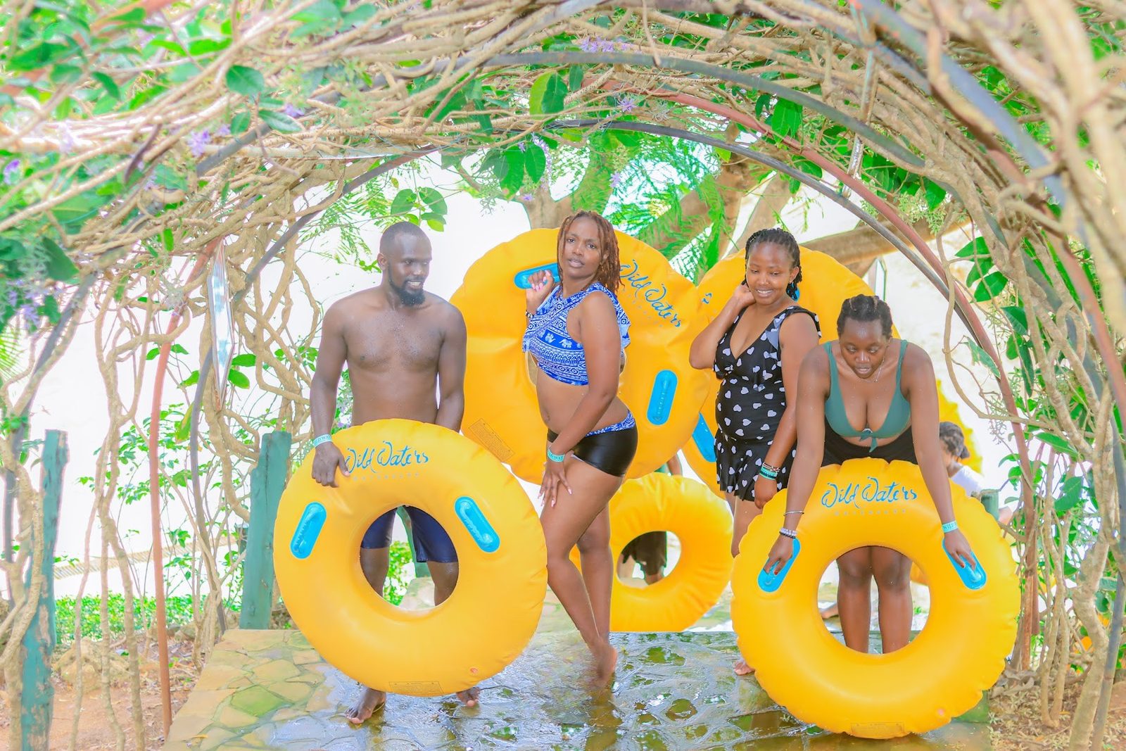 The squad with their tubes at Wild Waters
