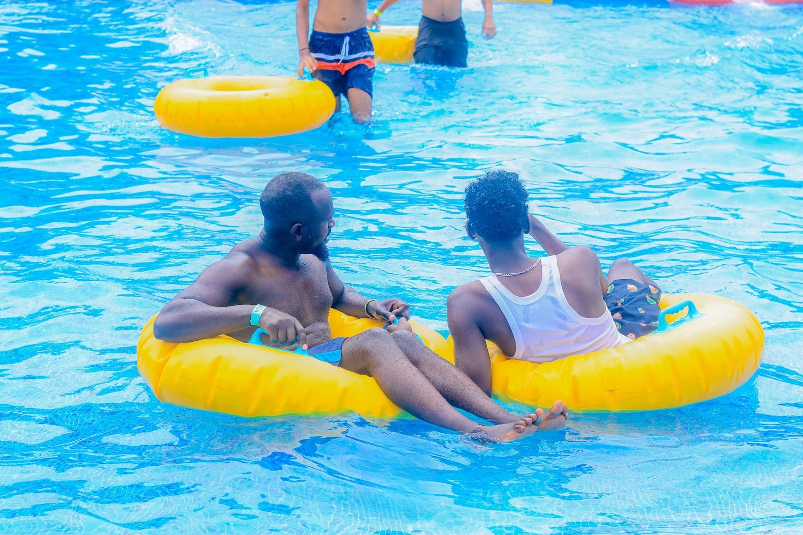 Guests floating on tubes at Wild Waters