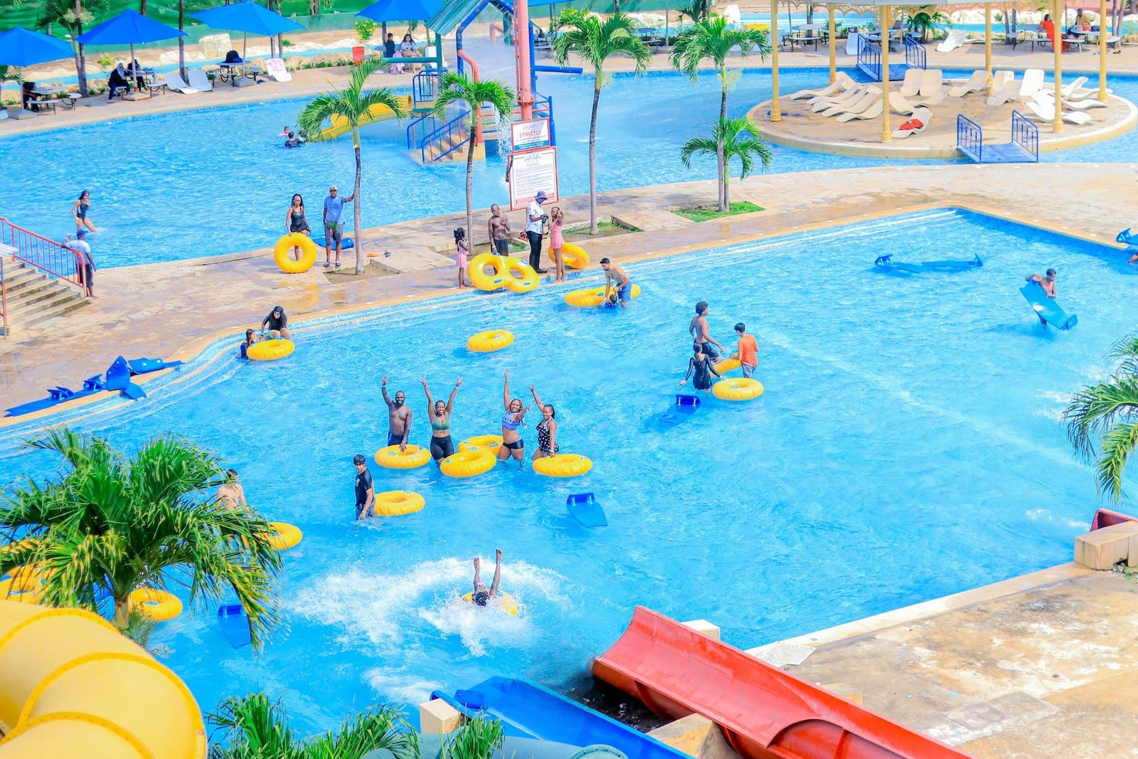 Guests in the Wild Waters wave pool