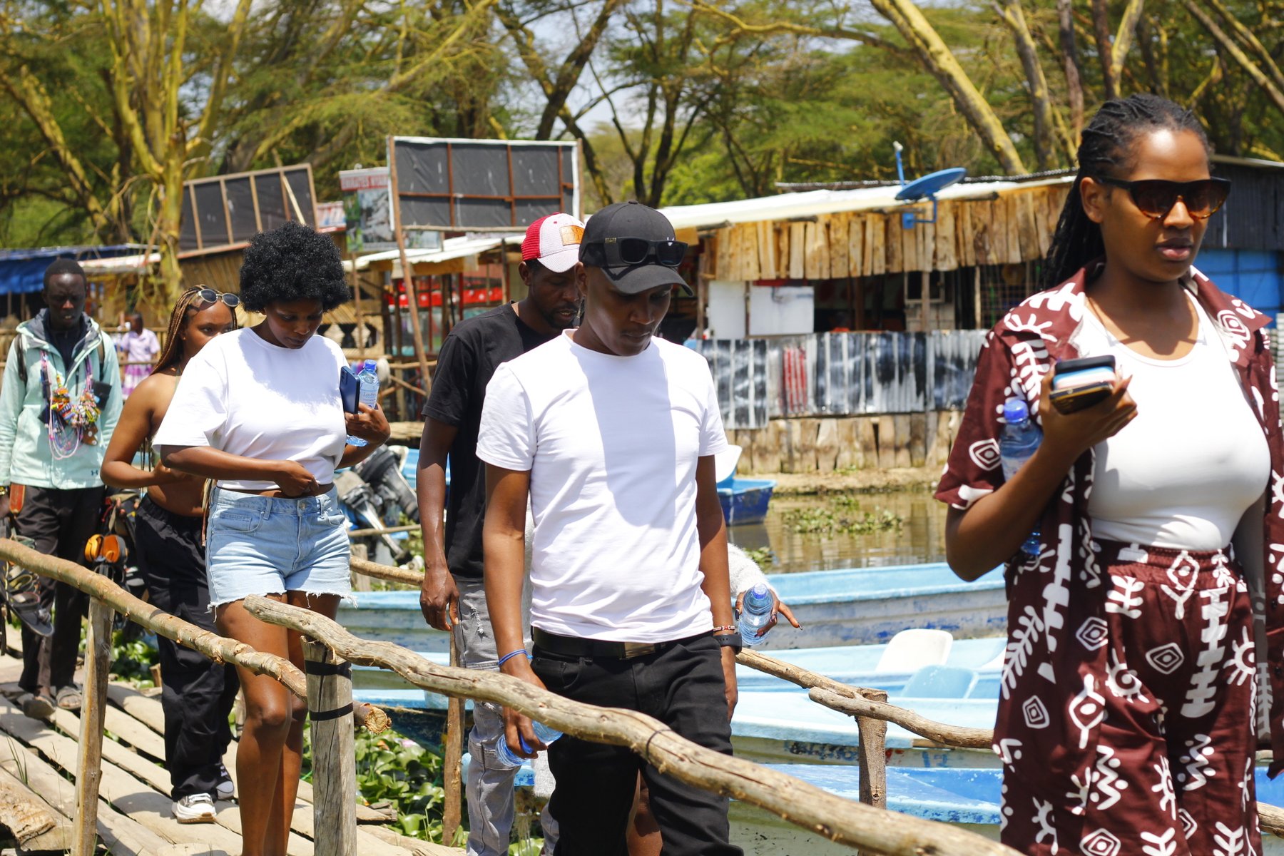 Walking down to the boats at Lake Naivasha